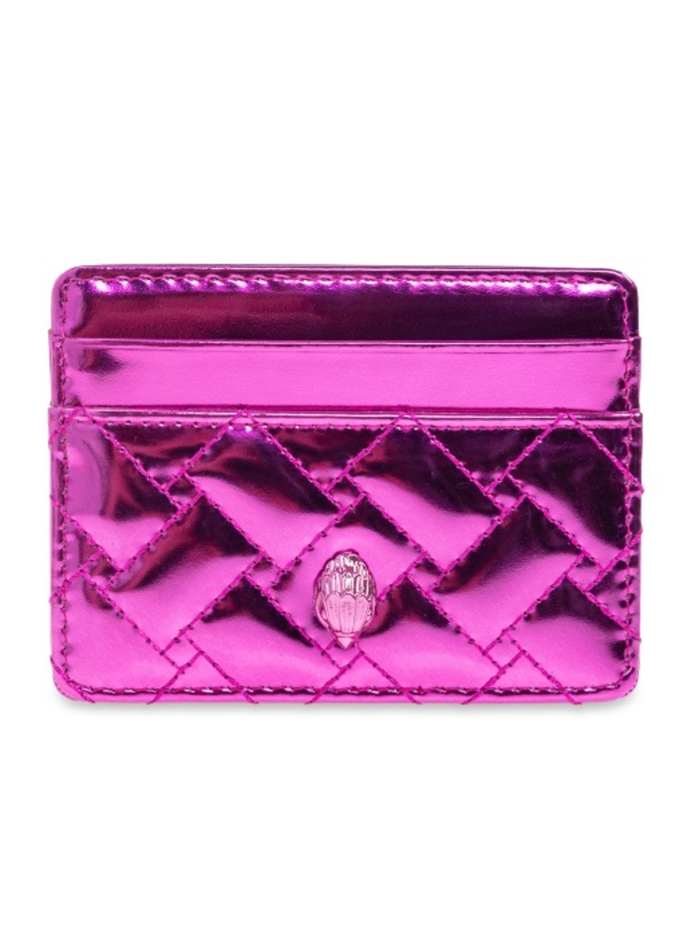 NIB Kurt Geiger Kensington Metallic Fuchsia Pink Card Holder